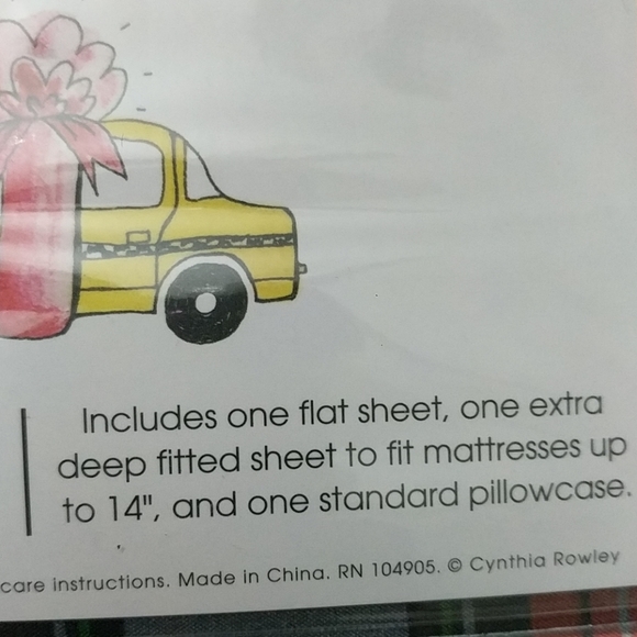 Cynthia Rowley Plaid Twin Sheet Set Red/ Green /WT - Picture 5 of 6